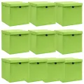 Boîtes de rangement avec couvercles 10pcs Vert 32x32x32cm Tissu