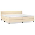 cadre de lit avec matelas Crème 200x200 cm Tissu