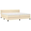 cadre de lit avec matelas Crème 200x200 cm Tissu