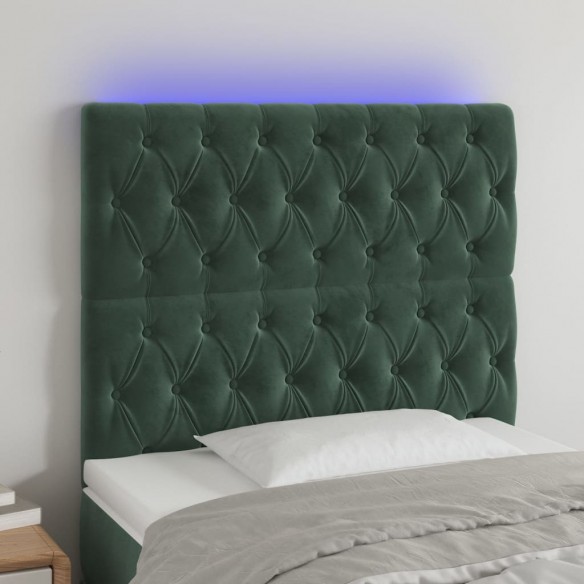 Tête de lit à LED Vert foncé 100x7x118/128 cm Velours