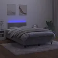 cadre de lit avec matelas LED Gris clair 120x200 cm