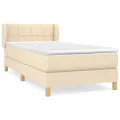 cadre de lit avec matelas Crème 100x200 cm Tissu
