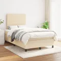 cadre de lit avec matelas Crème 120x200 cm Tissu