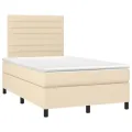 cadre de lit avec matelas Crème 120x200 cm Tissu