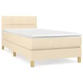 cadre de lit avec matelas Crème 100x200 cm Tissu