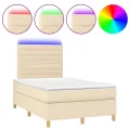 cadre de lit et matelas et LED Crème 120x200cm Tissu