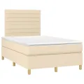 cadre de lit et matelas et LED Crème 120x200cm Tissu