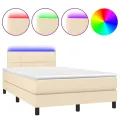 cadre de lit avec matelas LED Crème 120x200 cm Tissu