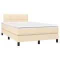 cadre de lit avec matelas LED Crème 120x200 cm Tissu