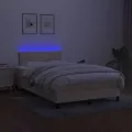 cadre de lit avec matelas LED Crème 120x200 cm Tissu