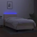 cadre de lit avec matelas LED Crème 100x200 cm Tissu