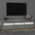 Meuble TV avec lumières LED Gris béton 180x35x40 cm