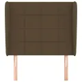 Tête de lit avec oreilles Marron foncé 93x23x118/128 cm Tissu