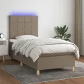 cadre de lit et matelas et LED Taupe 90x190 cm Tissu