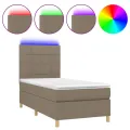 cadre de lit et matelas et LED Taupe 90x190 cm Tissu