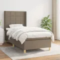 cadre de lit avec matelas Taupe 90x190 cm Tissu