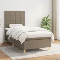 cadre de lit avec matelas Taupe 90x190 cm Tissu