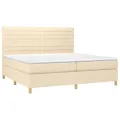 cadre de lit et matelas et LED Crème 200x200cm Tissu