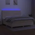 cadre de lit et matelas et LED Crème 200x200cm Tissu