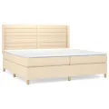 cadre de lit avec matelas Crème 200x200 cm Tissu