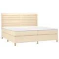 cadre de lit avec matelas Crème 200x200 cm Tissu