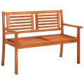 Banc de jardin 2 places avec coussin 120 cm Bois d'eucalyptus