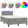 cadre de lit avec matelas LED gris clair 120x190 cm