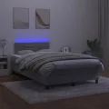 cadre de lit avec matelas LED gris clair 120x190 cm