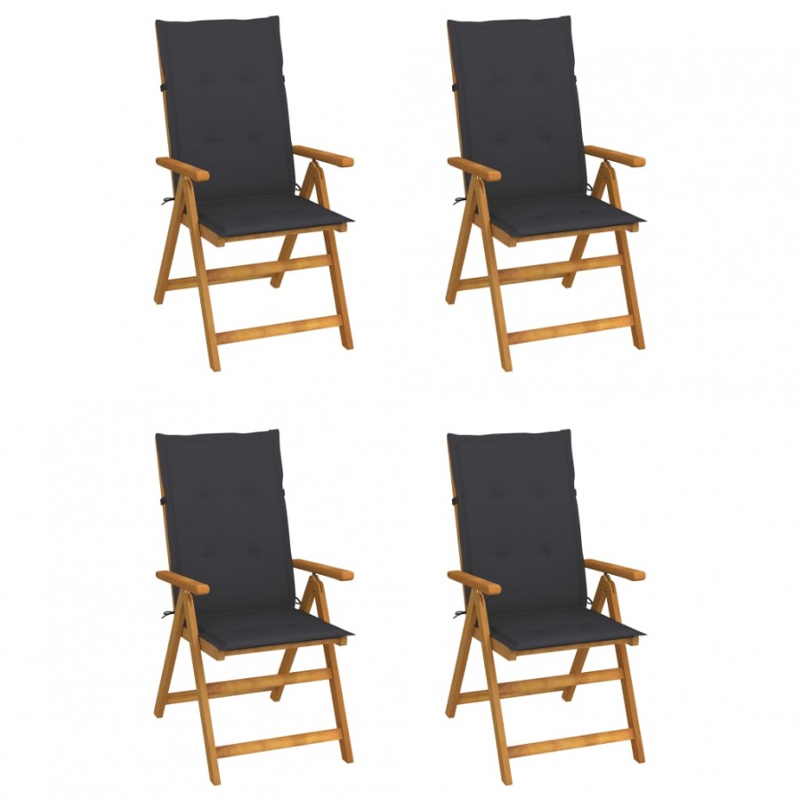 Chaises inclinables de jardin 4 pcs avec coussins Bois d'acacia