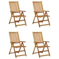 Chaises inclinables de jardin 4 pcs avec coussins Bois d'acacia