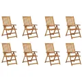 Chaises pliables de jardin avec coussins 8 pcs Bois d'acacia