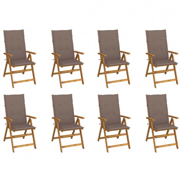 Chaises pliables de jardin avec coussins 8 pcs Bois d'acacia