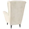 Fauteuil à oreilles avec tabouret crème velours