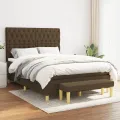 cadre de lit avec matelas Marron foncé 140x200 cm