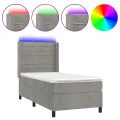 cadre de lit et matelas et LED Gris clair 80x200cm