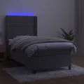 cadre de lit et matelas et LED Gris clair 80x200cm