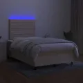 cadre de lit et matelas et LED Crème 120x200cm Tissu
