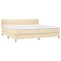 cadre de lit avec matelas Crème 200x200 cm Tissu