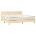 cadre de lit et matelas et LED Crème 200x200cm Tissu