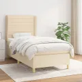 cadre de lit avec matelas Crème 100x200 cm Tissu