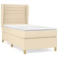 cadre de lit avec matelas Crème 100x200 cm Tissu