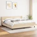 cadre de lit avec matelas Crème 200x200 cm Tissu