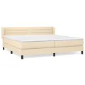 cadre de lit avec matelas Crème 200x200 cm Tissu