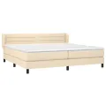 cadre de lit avec matelas Crème 200x200 cm Tissu