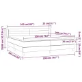 cadre de lit avec matelas Crème 200x200 cm Tissu