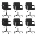 Chaises pivotantes à manger lot de 6 noir similicuir