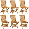 Chaises de jardin avec coussins rouge bordeaux 6pcs Teck massif