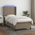 cadre de lit matelas et LED Taupe 90x200 cm Tissu