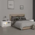 Tables de chevet 2 pcs et lumières LED Blanc 70x36,5x40 cm