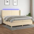 cadre de lit matelas et LED Crème 200x200 cm Tissu